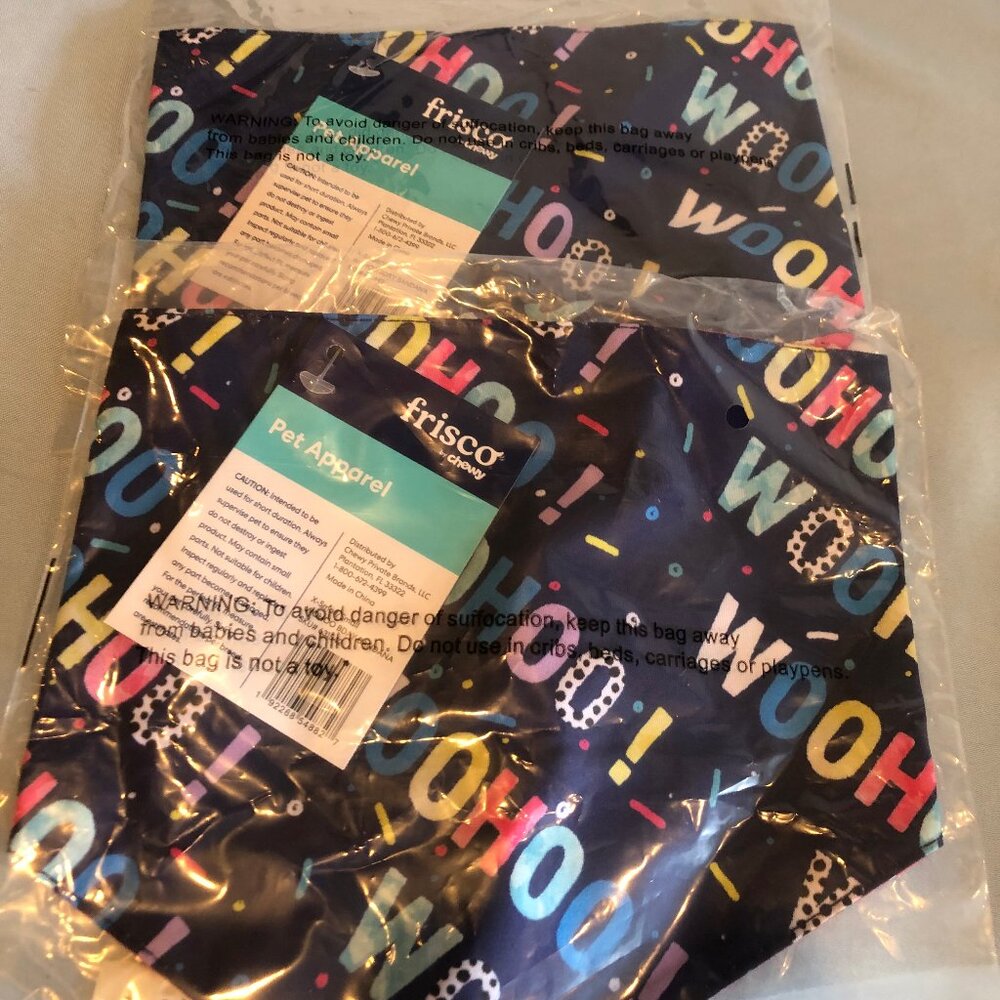 LOT of 2 Frisco Pet Birthday WOOHOO! XS/S Reversible Bandanas #F19